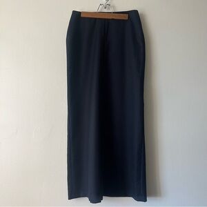 Louben Navy Pure Virgin Wool Lined Maxi Skirt Dark Academia Corpcore Business